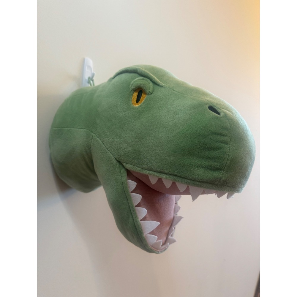 Green Plush T-Rex Dinosaur Head Wall Mount Dino Decor Stuffed Animal Trophy H&M